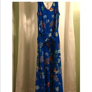 Tropical Blue Floral Wide Legged Gaucho Romper